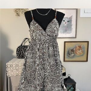 No Boundaries Black and White Paisley Mini Dress